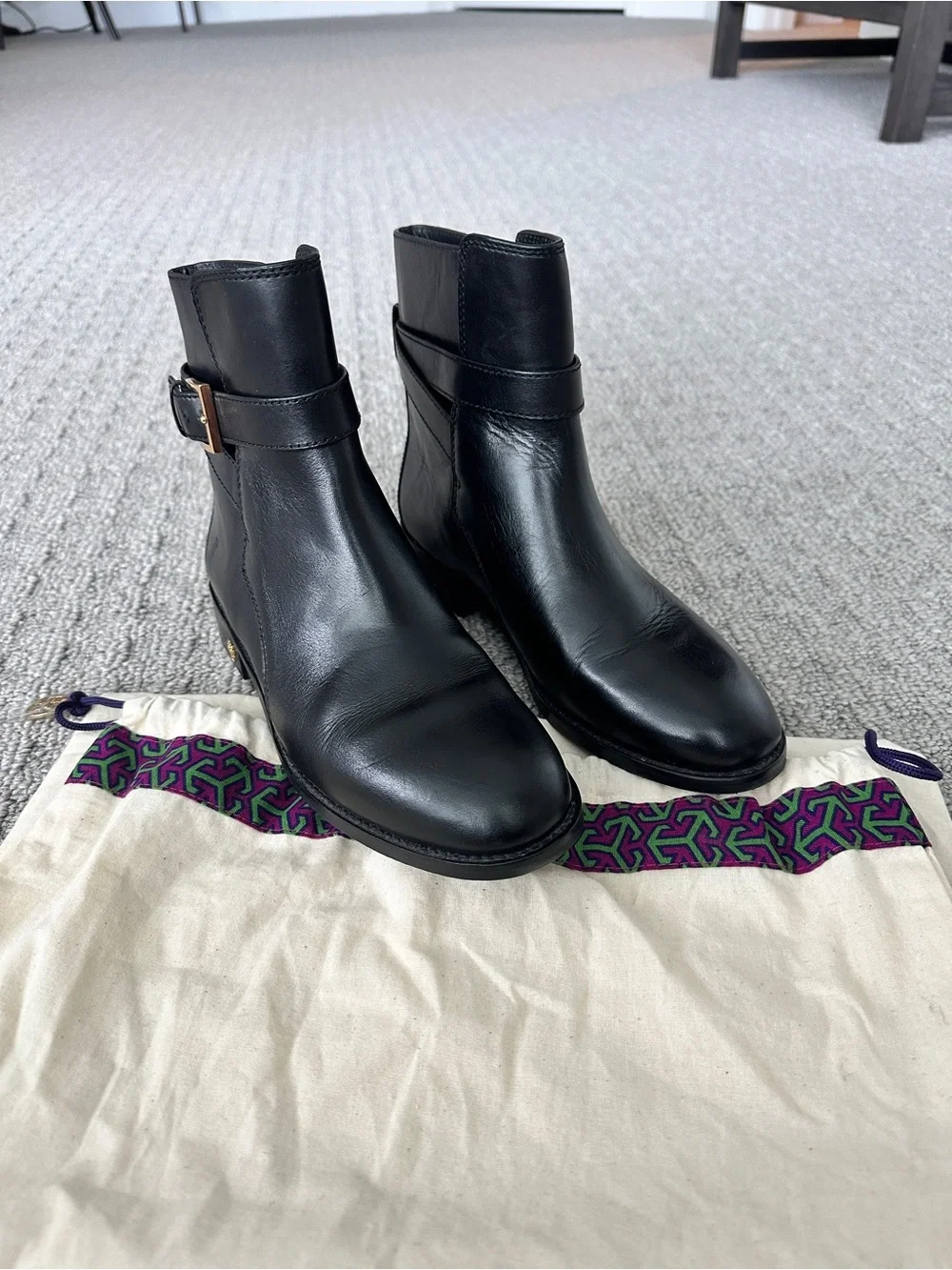Tory Burch Brooke Ankle Bootie, Black Calf Leather, Size 7M, Style 52660